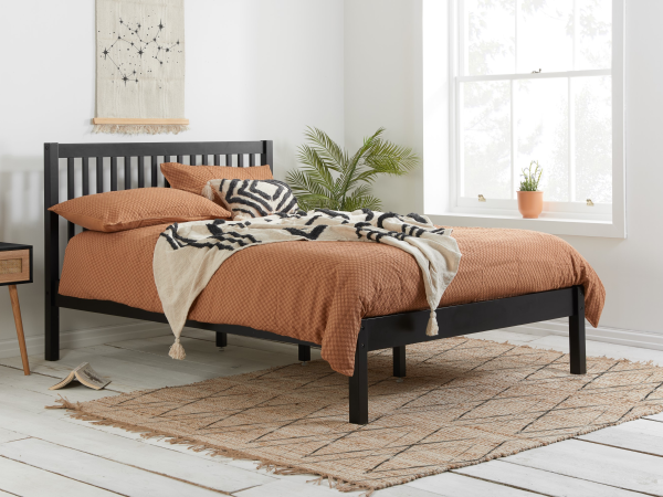 Birlea Nova Small Double Black Wooden Bed