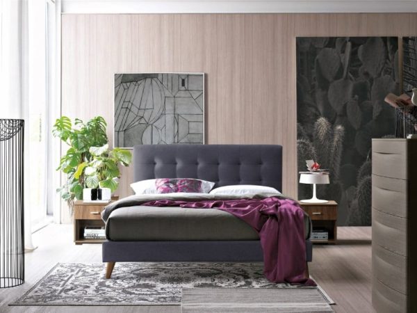 Time Living Novara King Size Dark Grey Fabric Bed