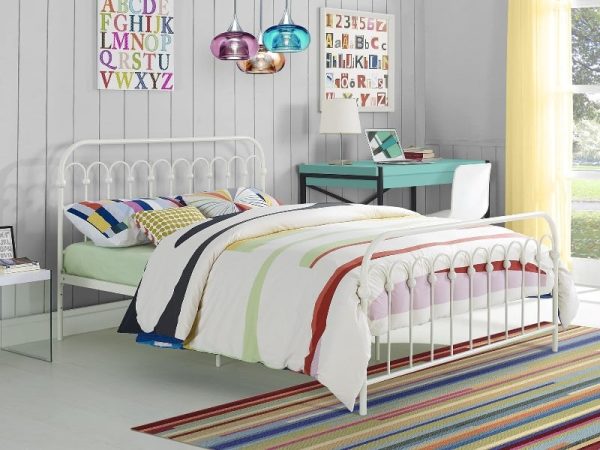 Dorel Novogratz Bright Pop Double White Metal Bed