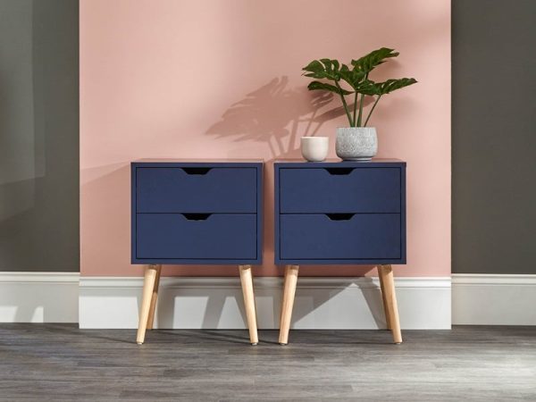 GFW Nyborg 2 Drawer Bedside Single Nightshadow Blue Bedside Chest