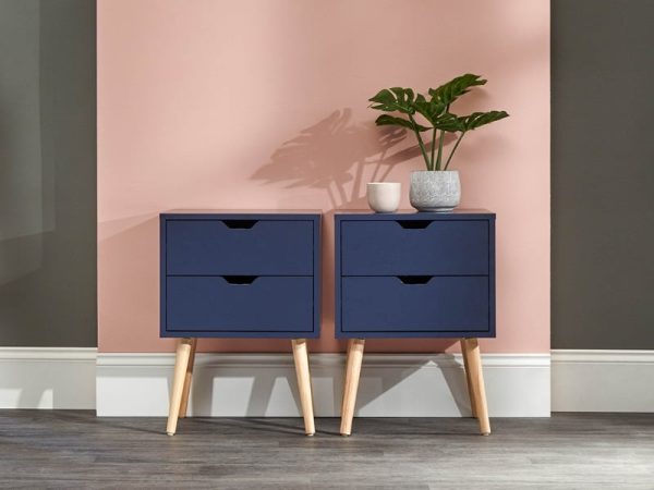 GFW Nyborg 2 Drawer Bedside Pair Nightshadow Blue Bedside Chest