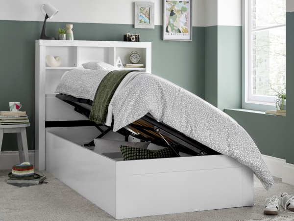 Bedmaster Oscar Single White Ottoman Bed