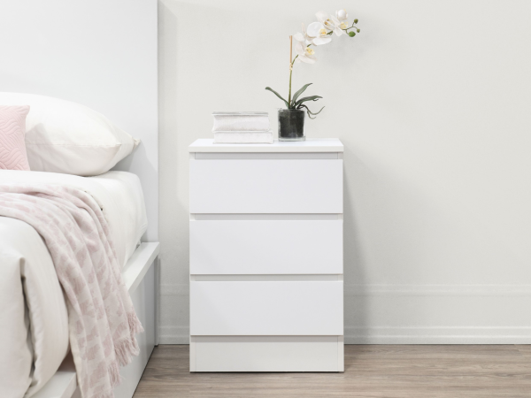 Birlea Oslo 3 Drawer Bedside White Bedside Chest