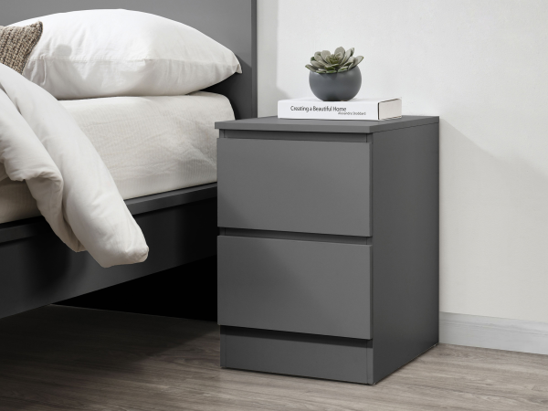 Birlea Oslo 2 Drawer Bedside Grey Bedside Chest