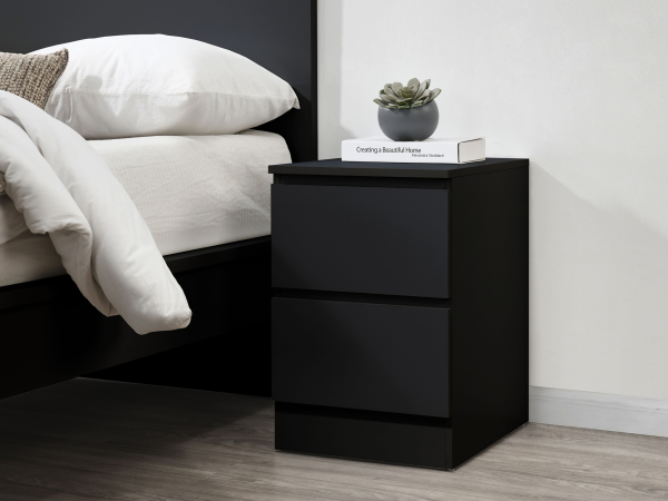 Birlea Oslo 2 Drawer Bedside Black Bedside Chest