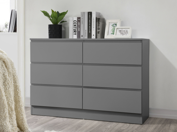 Birlea Oslo 6 Drawer Chest Grey Bedside Chest