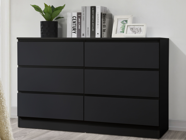 Birlea Oslo 6 Drawer Chest Black Bedside Chest