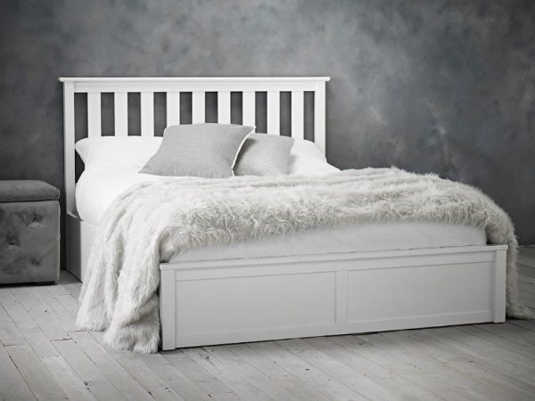 LPD Furniture Oxford White Ottoman Double Ottoman Bed