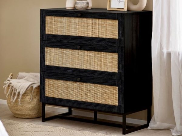 Julian Bowen Padstow 3 Drawer Chest Black Drawer Chest