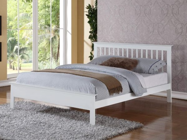 Flintshire Furniture Pentre Wooden Bed Double White Wooden Bed