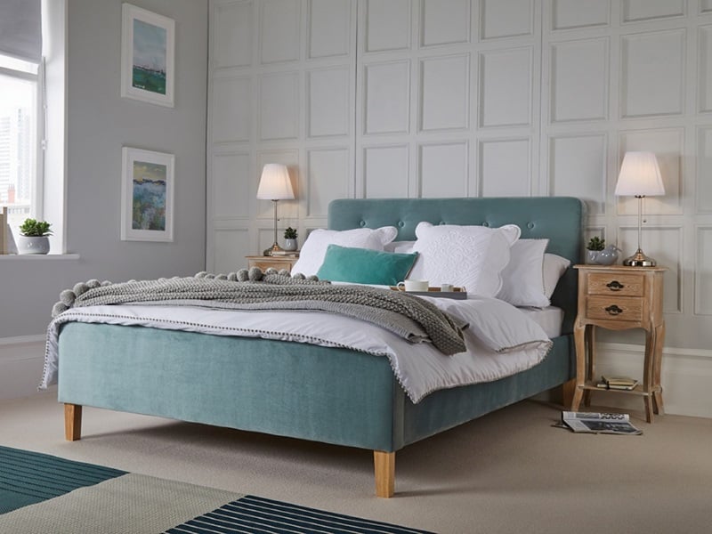 LPD Furniture Pierre Double Aqua Fabric Bed