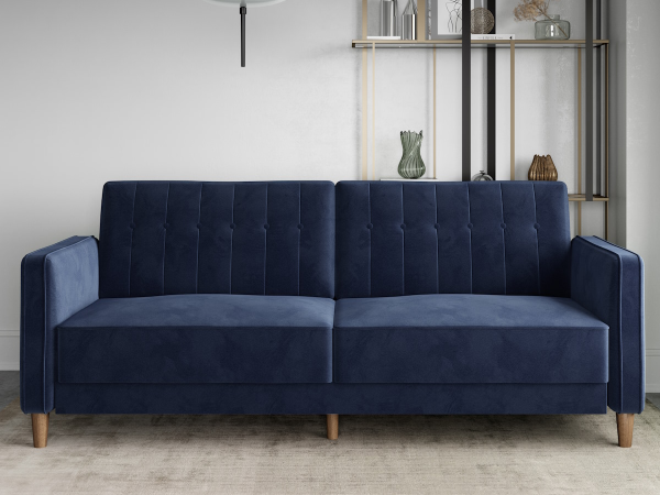 Dorel Pin Tufted Velvet Transitional Sofa Bed Blue Velvet Sofa Bed