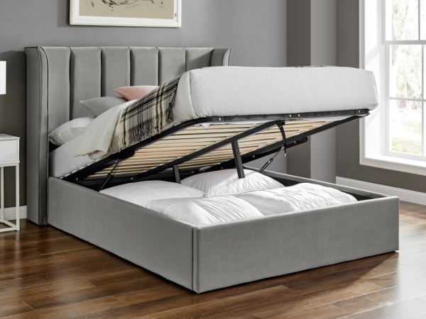 Limelight Polaris Storage King Size Silver Ottoman Bed