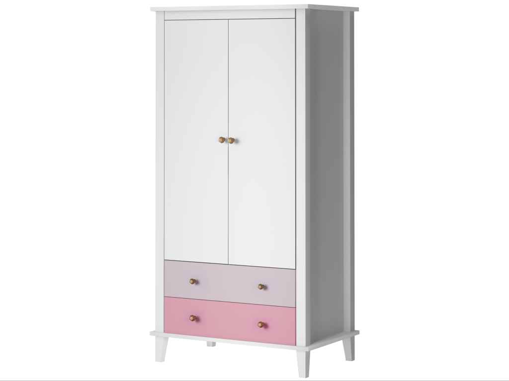 Little Seeds Poppy wardrobe White and Pink Nursery Wardrobe