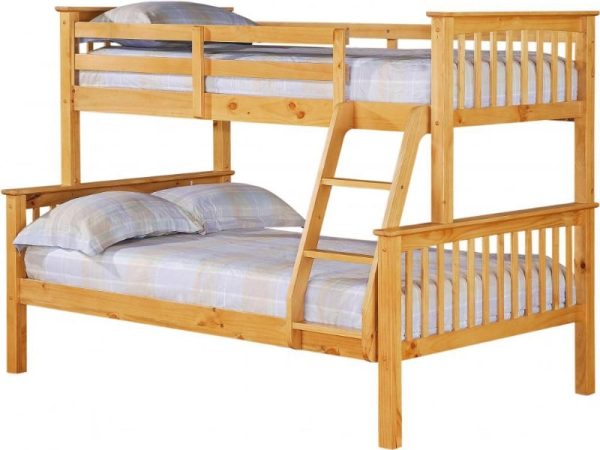 Heartlands Furniture Porto Triple Sleeper Bunk Bed Single Natural Pine Bunk Bed