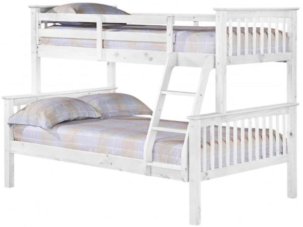 Heartlands Furniture Porto Triple Sleeper Bunk Bed Single Whitewash Pine Bunk Bed