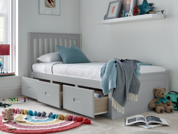 Bedmaster Quest Single Wood Grey Wooden Bed