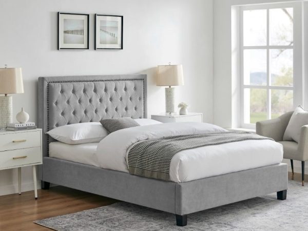 Limelight Rhea King Size Light Grey Fabric Bed