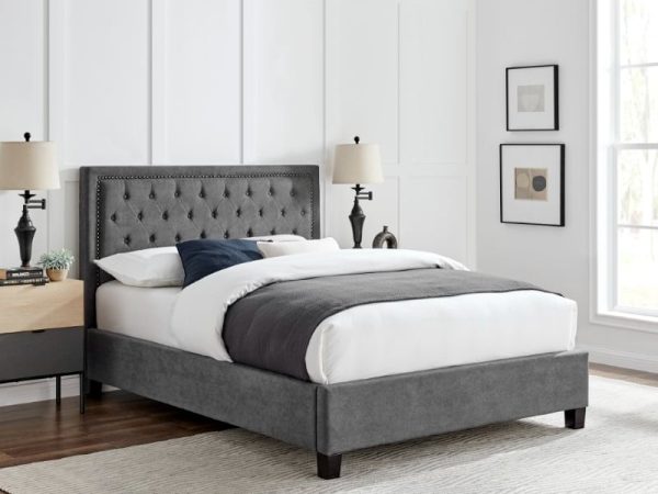 Limelight Rhea King Size Dark Grey Fabric Bed