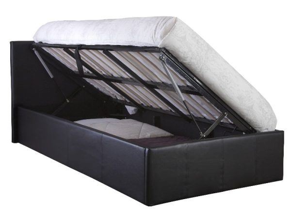 GFW Side Lifting Ottoman Single Black Leather Ottoman Bed