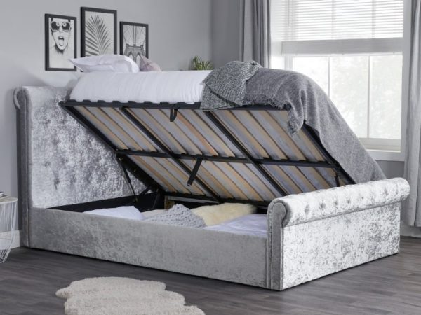 Birlea Sienna Side Ottoman Small Double Steel Crushed Velvet Ottoman Bed