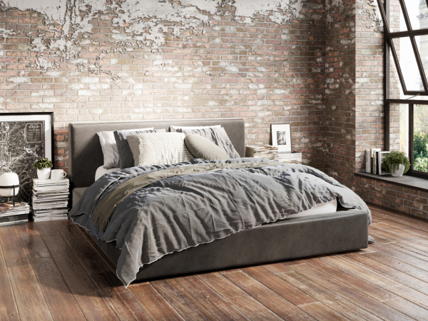 LPD Furniture Soho King Size Dapple Grey Fabric Bed