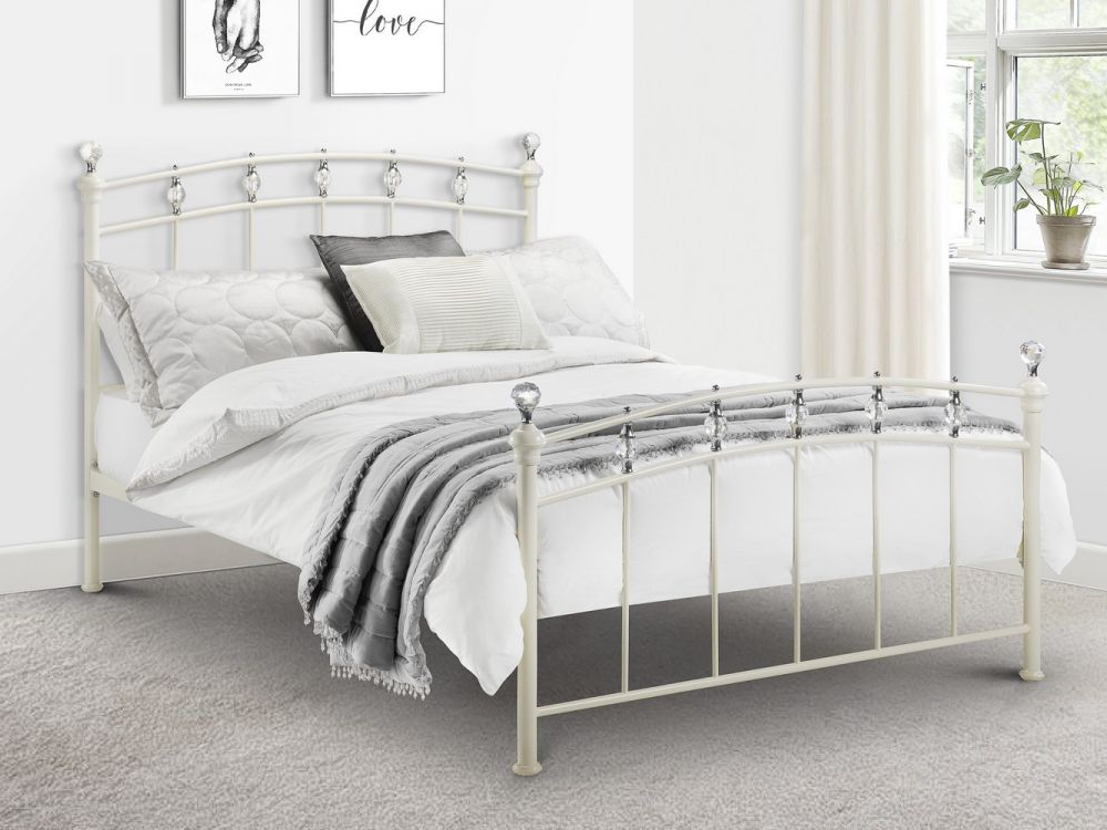 Julian Bowen Sophie King Size Stone White Metal Bed