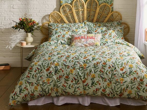 Cath Kidston Summer Birds Bedding Set Sage King Size Duvet Cover