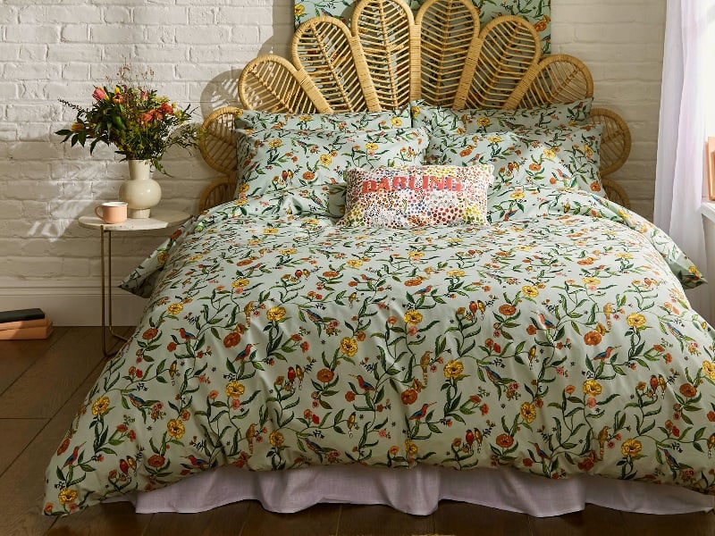 Cath Kidston Summer Birds Bedding Set Sage King Size Duvet Cover