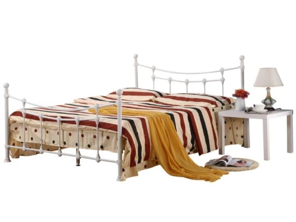 Heartlands Furniture Surrey Bed Double White Metal Bed