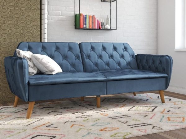 Dorel Tallulah Blue Velvet Sofa Bed