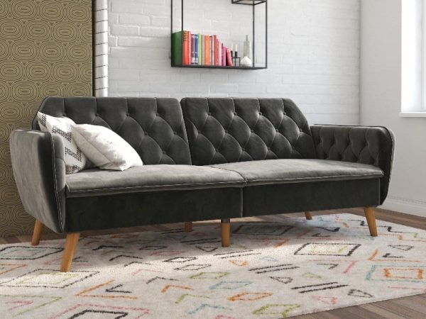 Dorel Tallulah Grey Velvet Sofa Bed