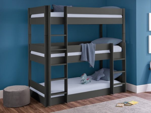 Julian Bowen Trio Triple Sleeper Bunk Bed Single Anthracite Bunk Bed