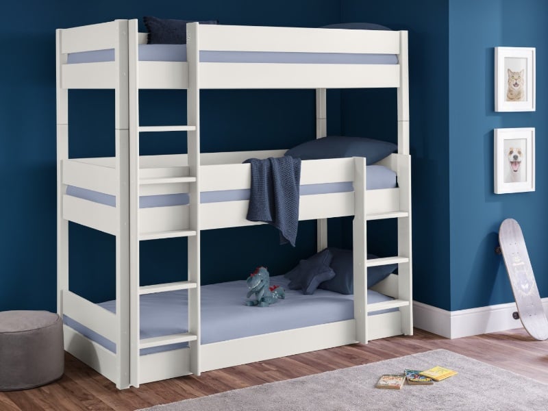 Julian Bowen Trio Triple Sleeper Bunk Bed Single Surf White Bunk Bed