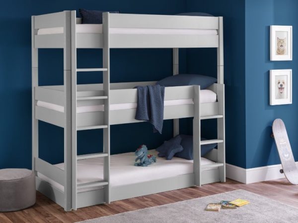 Julian Bowen Trio Triple Sleeper Bunk Bed Single Dove Grey Bunk Bed