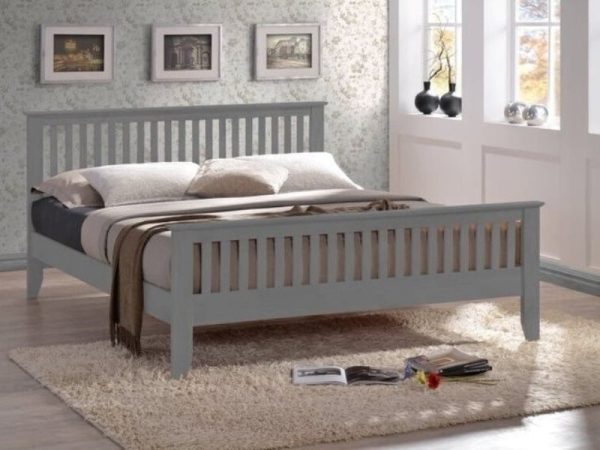 Time Living Turin King Size Wood Grey Wooden Bed