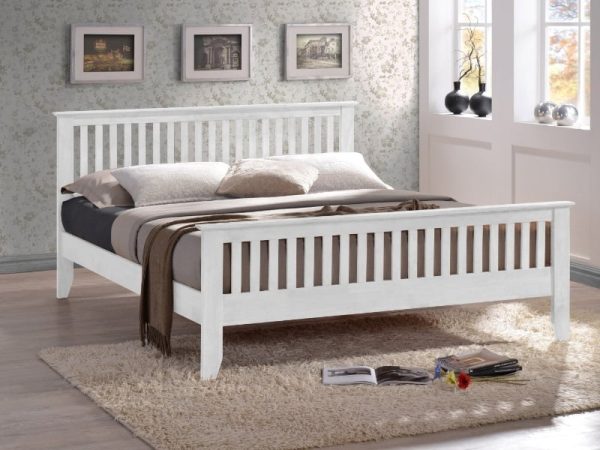 Time Living Turin King Size White Wooden Bed