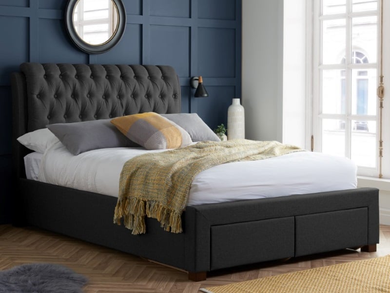 Birlea Valentino 2 Drawer King Size Charcoal Fabric Bed