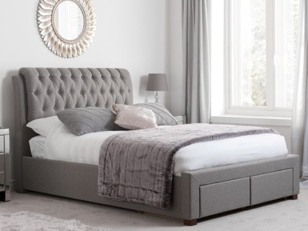 Birlea Valentino 2 Drawer Double Grey Fabric Fabric Bed