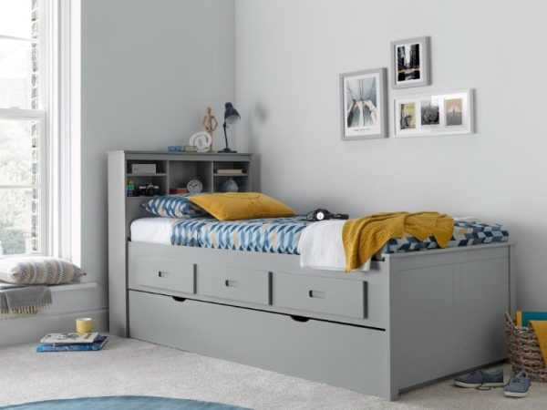 Bedmaster Veera Guest Bed Single Wood Grey With Trundle Guest Bed