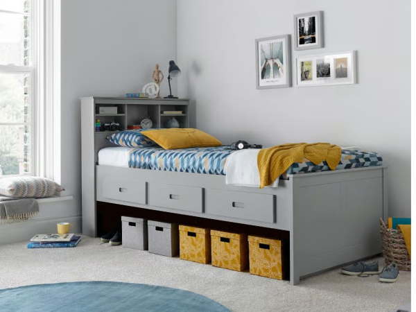 Bedmaster Veera Guest Bed Single Wood Grey Without Trundle Guest Bed