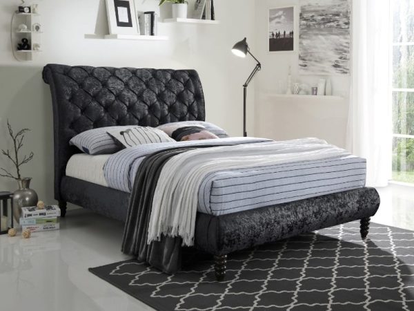 Time Living Venice King Size Black Fabric Bed