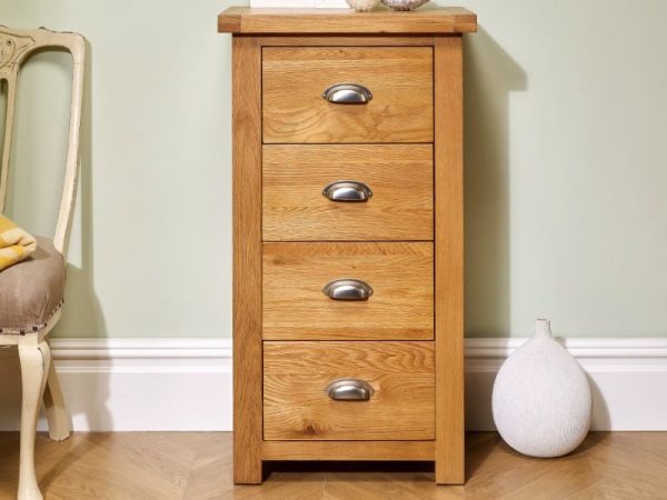 Birlea Woburn 4 Drawer Narrow Chest Oak Oak Drawer Chest