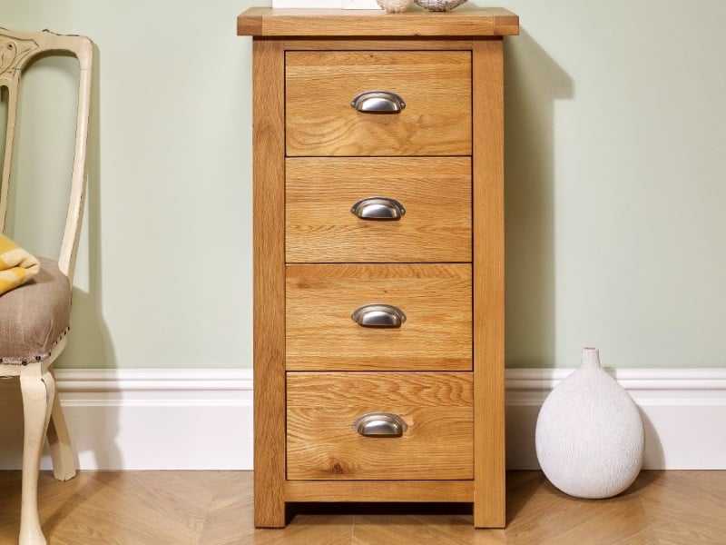 Birlea Woburn 4 Drawer Narrow Chest Oak Oak Drawer Chest