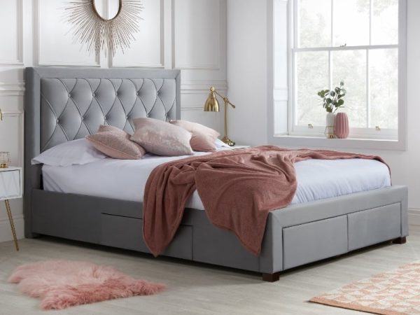 Birlea Woodbury Grey King Size Grey Fabric Bed