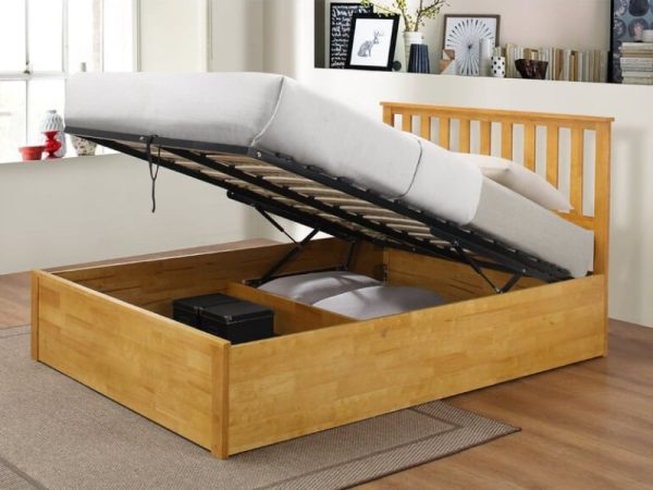 Heartlands Furniture Zoe King Size Oak Ottoman Bed