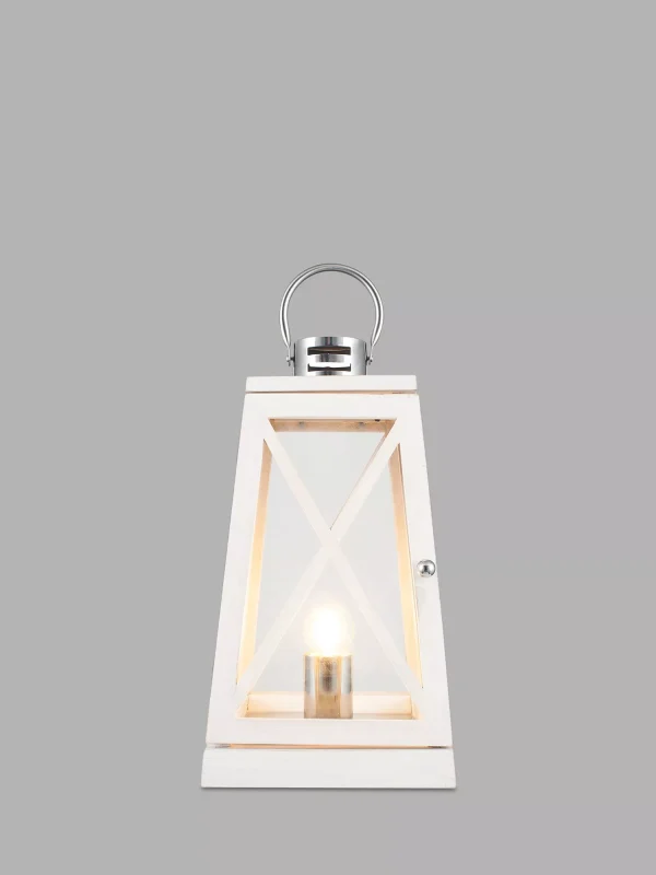 Pacific Wooden Lantern Table Lamp White