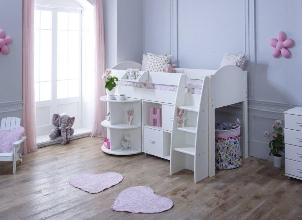 Milly Kids Mid Sleeper with Storage Desk 30 Euro Single White