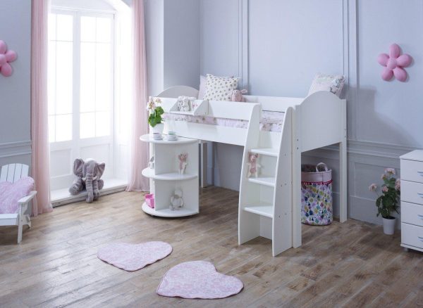 Milly Kids Mid Sleeper with Desk 30 Euro Single White