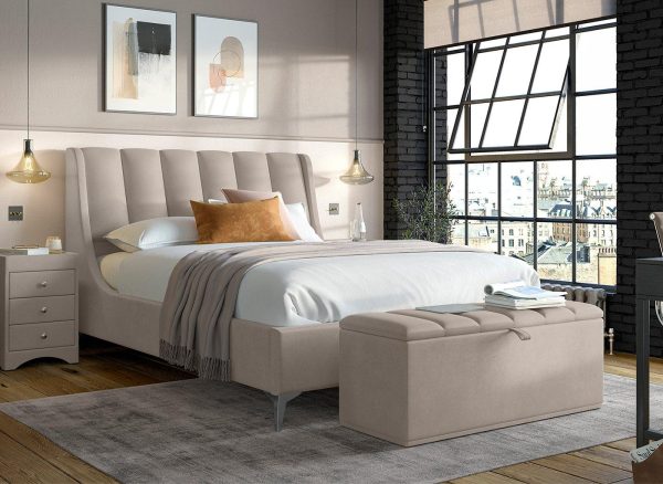 Enzo Upholstered Ottoman Bed Frame 60 Super King Beige